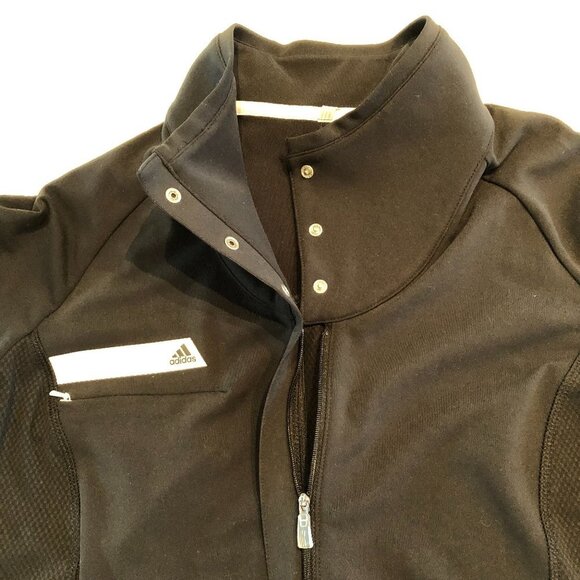 Adidas Golf Pure Motion Long Sleeve Zip-Up + Snap Closure Jacket in Black Sz M - Picture 7 of 15